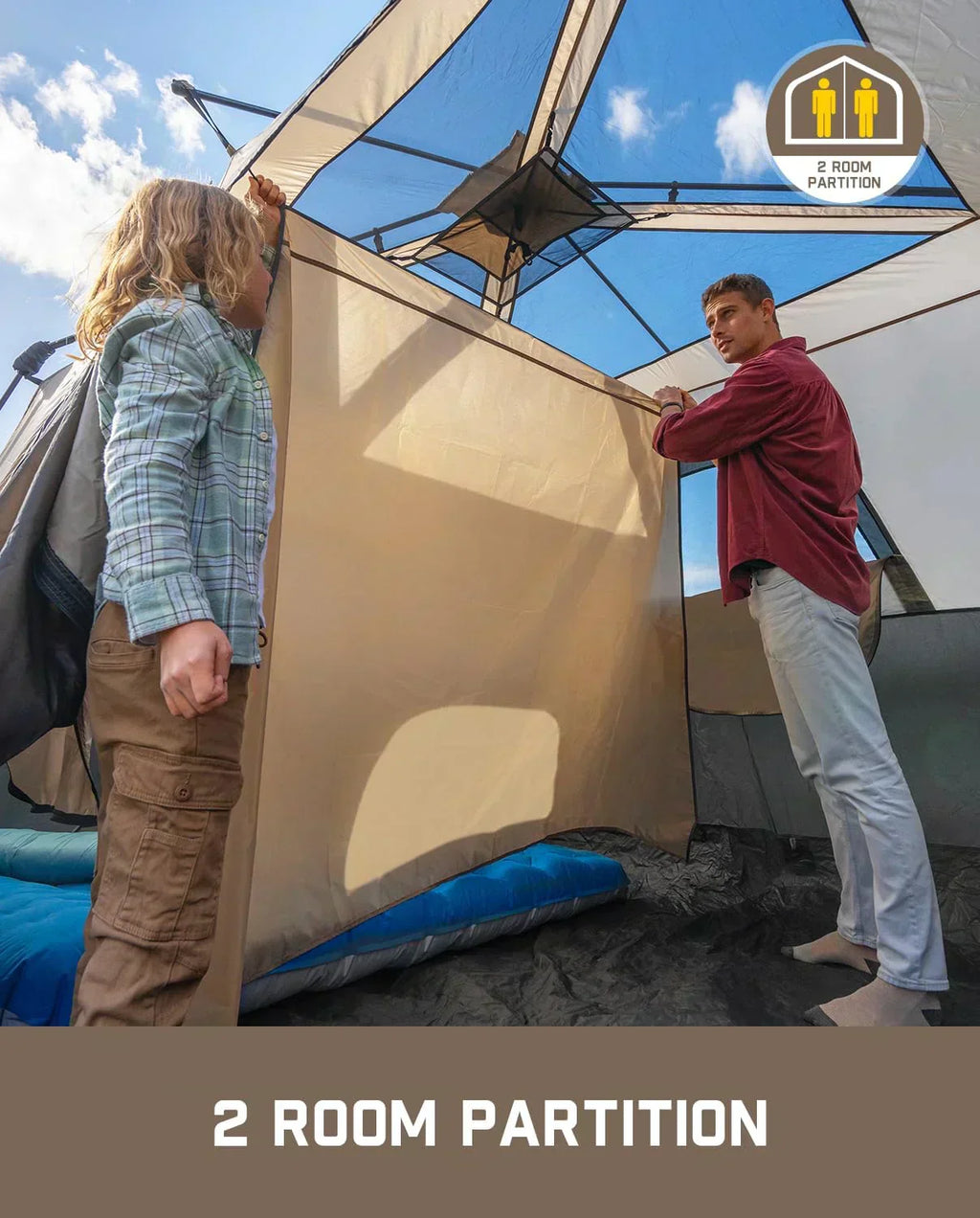 Portable camping tent for 4/6/8/10 people with instant cabin and rainproof and windproof wourant