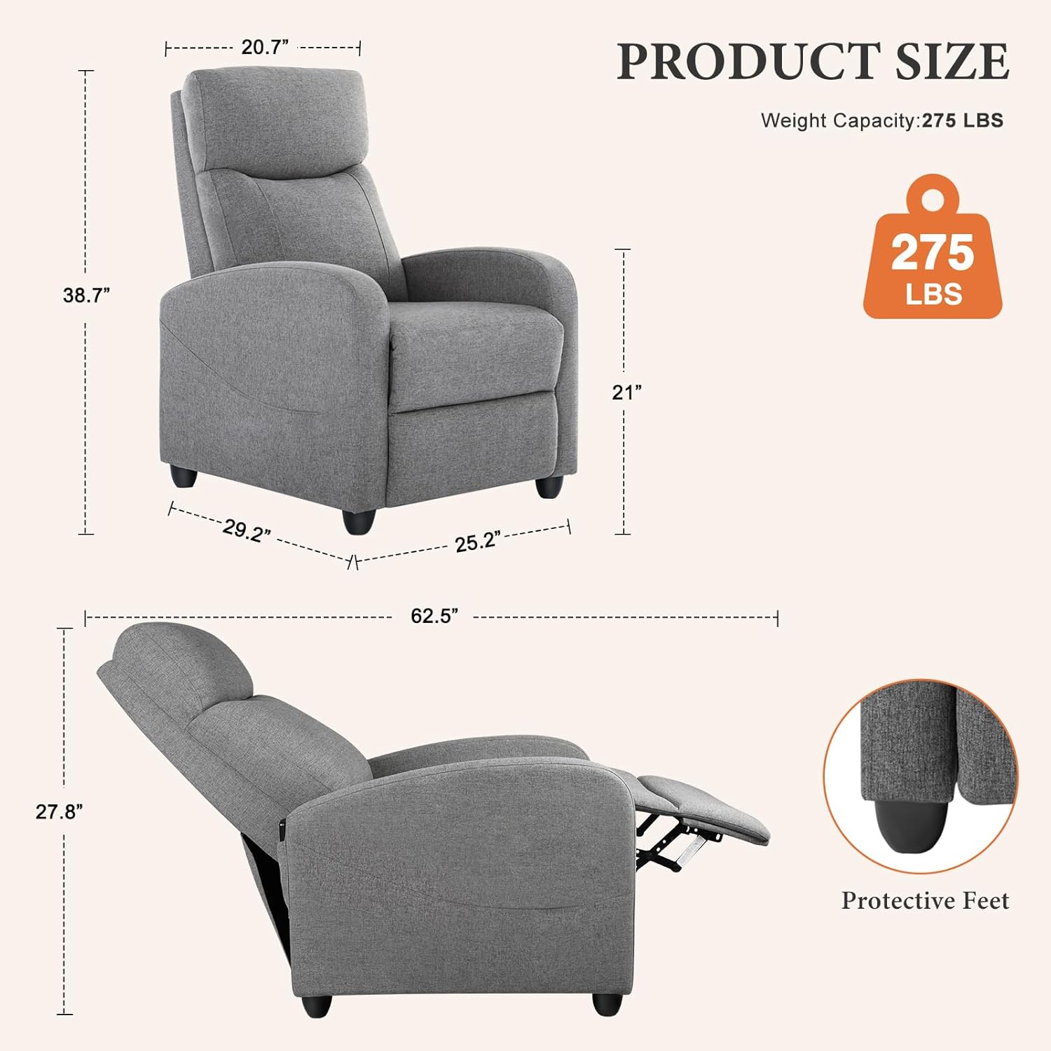 Sweetcrispy Massage Recliner Chair for Adults Adjustable Home Theater Seating wourant