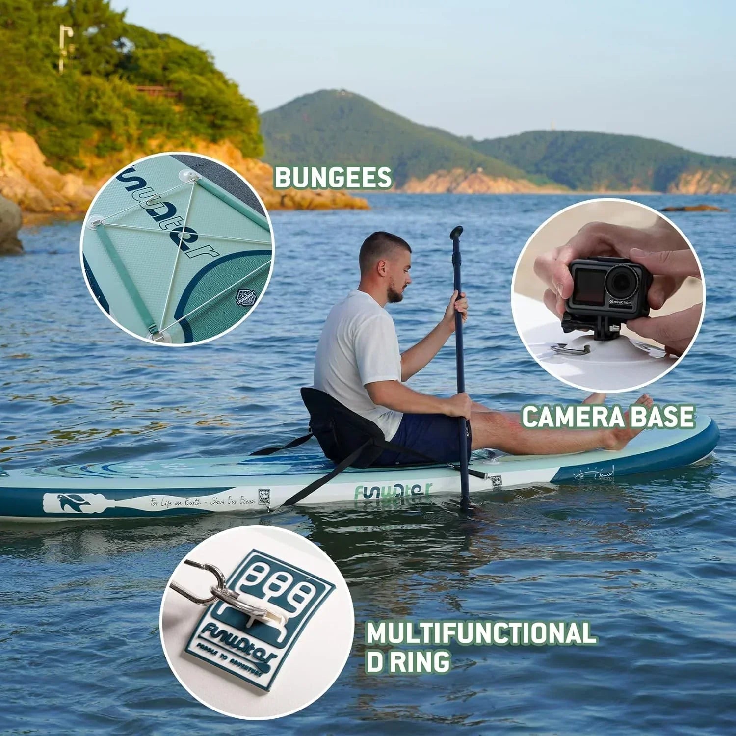 FunWater Inflatable Stand Up Paddle Board Premium SUP Paddle Accessories EVA Deck wourant