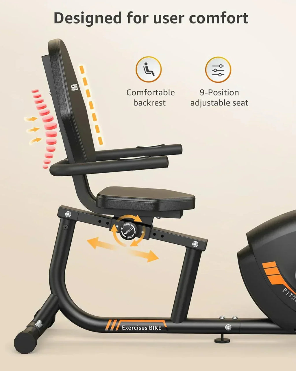 JEEKEE Recumbent Exercise Bike for Adults Seniors Indoor Magnetic Cycling Fitness Equipment wourant