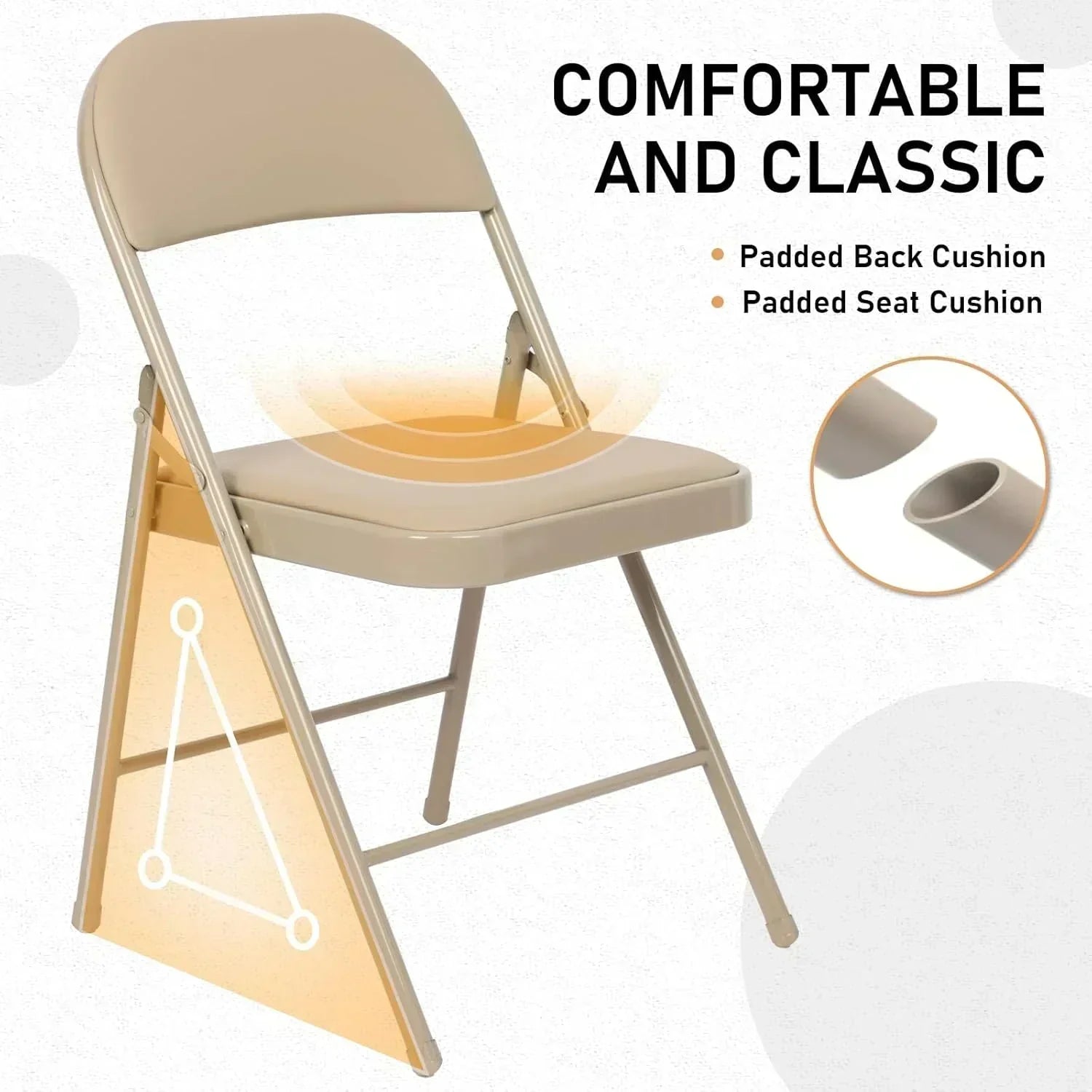 6 Pack Black Folding Chairs with Leather Chairs Events Office Wedding Party Upholstered Chairs wourant