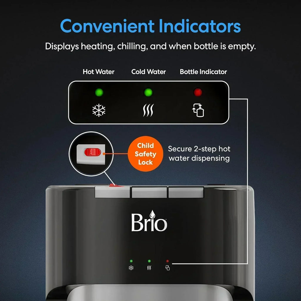 Bottom Loading Water Cooler Dispenser for 5 Gallon Bottles 3 Temperatures with Hot Room Cold Spouts wourant