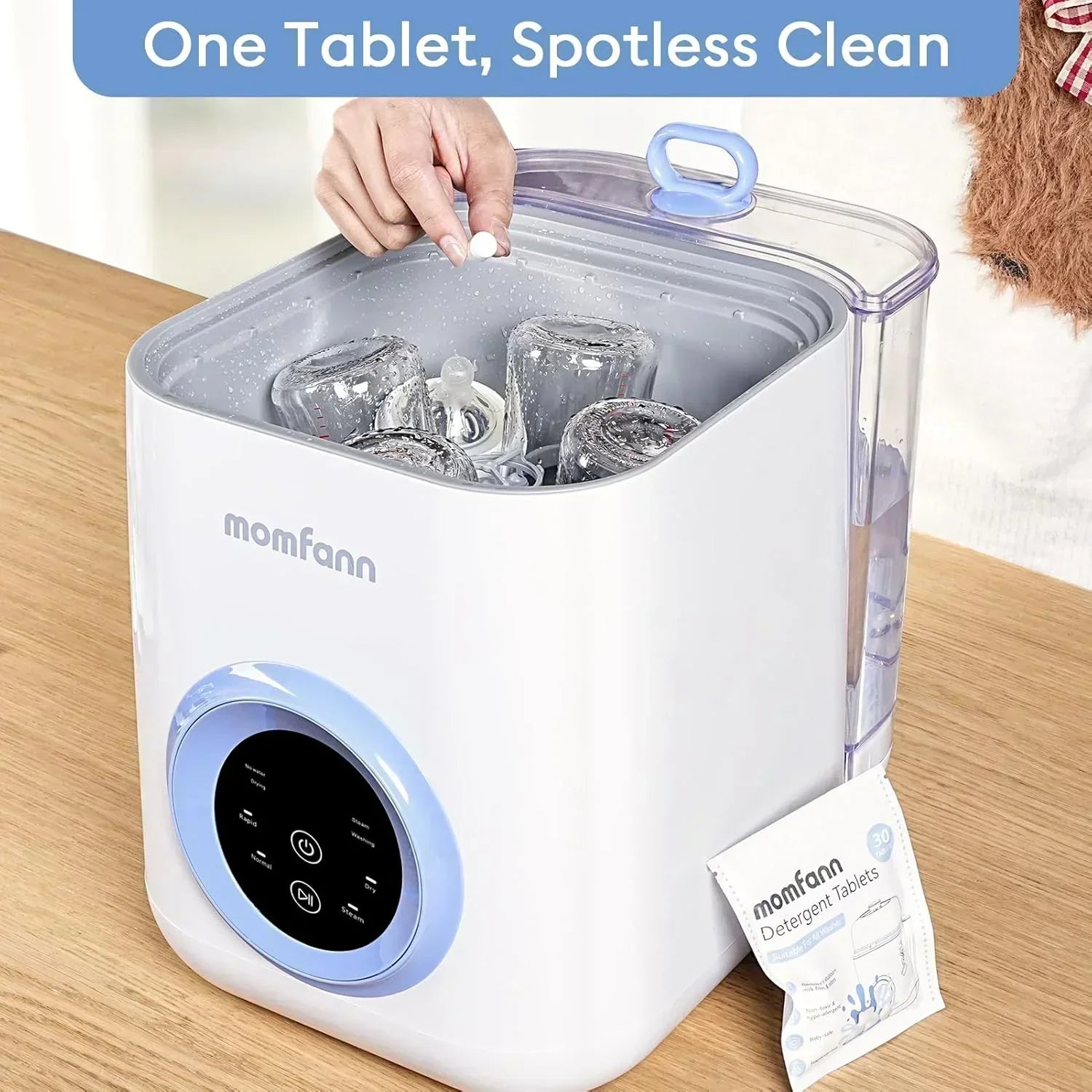 Baby Bottle Washer-19 Min Rapid Wash Sterilizer and Dryer All-in-One Cleaner Bottles Pump Parts wourant