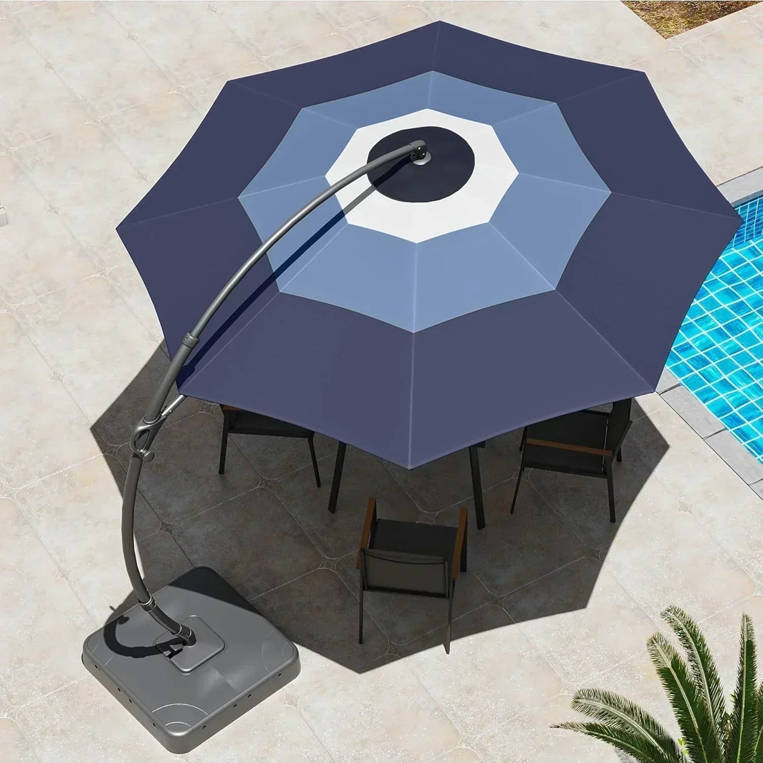 LAUSAINT HOME Outdoor Patio Umbrella with Base included 11 FT Deluxe Curvy Cantilever Umbrella wourant