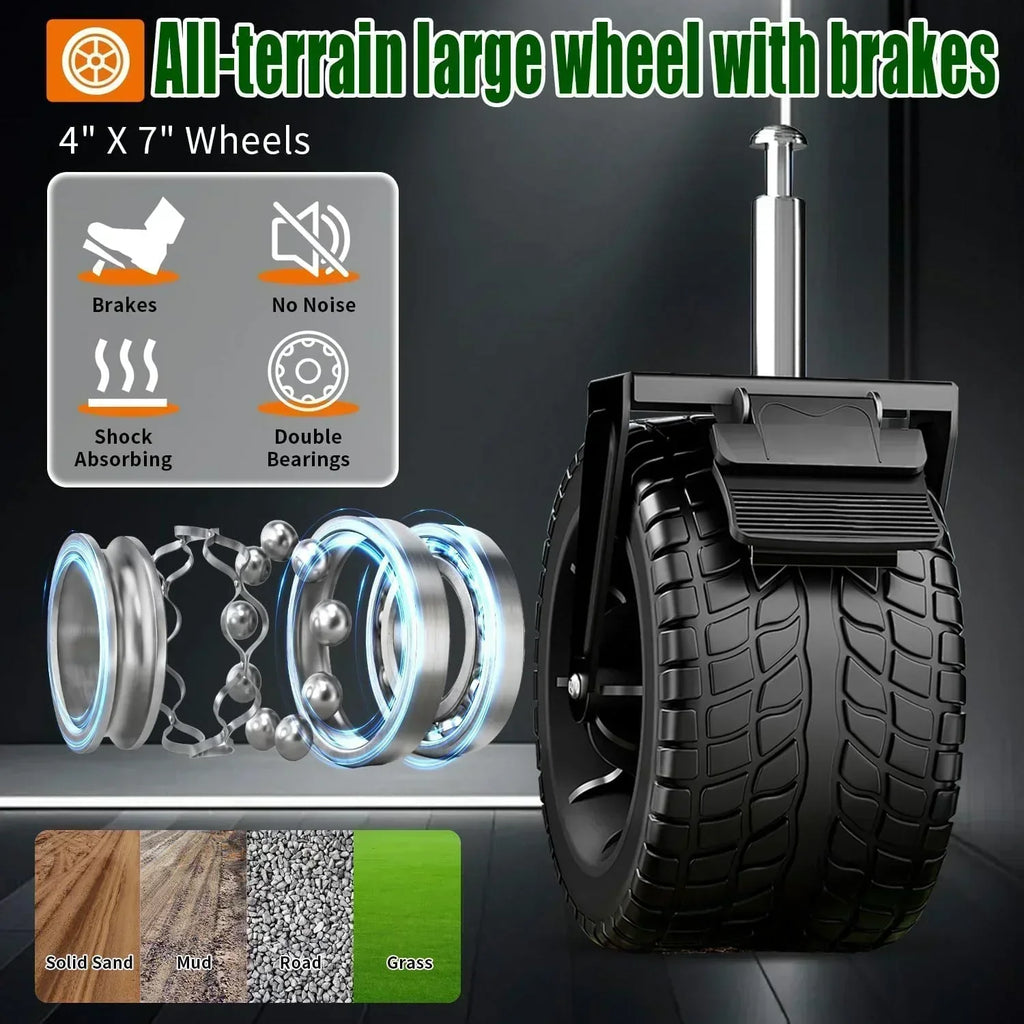 Foldable 4-wheel cart foldable 37 inches long 480 lb capacity heavy-duty beach cart wourant