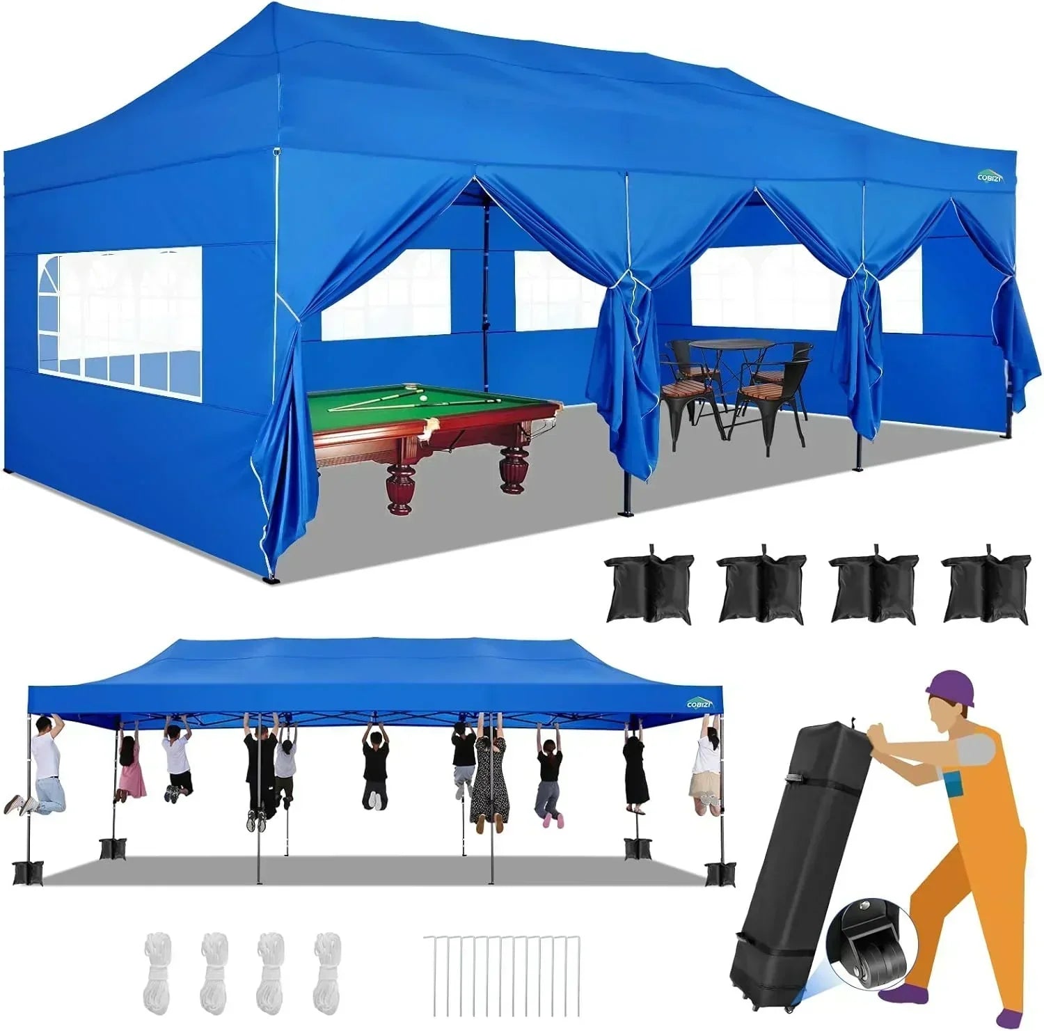 COBIZI 10x20 Heavy Duty Pop up Canopy Tent 6 sidewalls Commercial Canopy Wedding Party Tents wourant