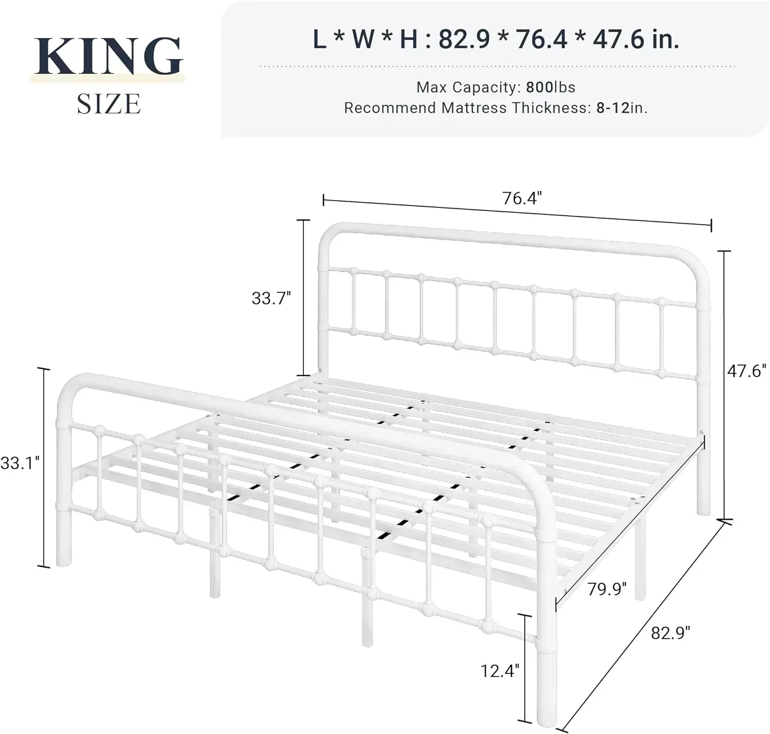 Allewie Queen Size Metal Platform Bed Frame with Victorian Style Wrought Iron-Art Headboard wourant