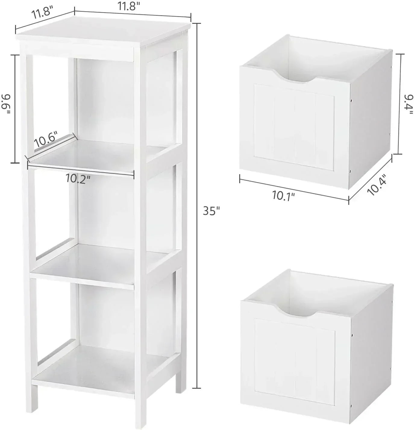 Bathroom Floor Cabinet Wooden Storage Cabinet with 2 Drawers Multifunctional Side Organizer Rack wourant