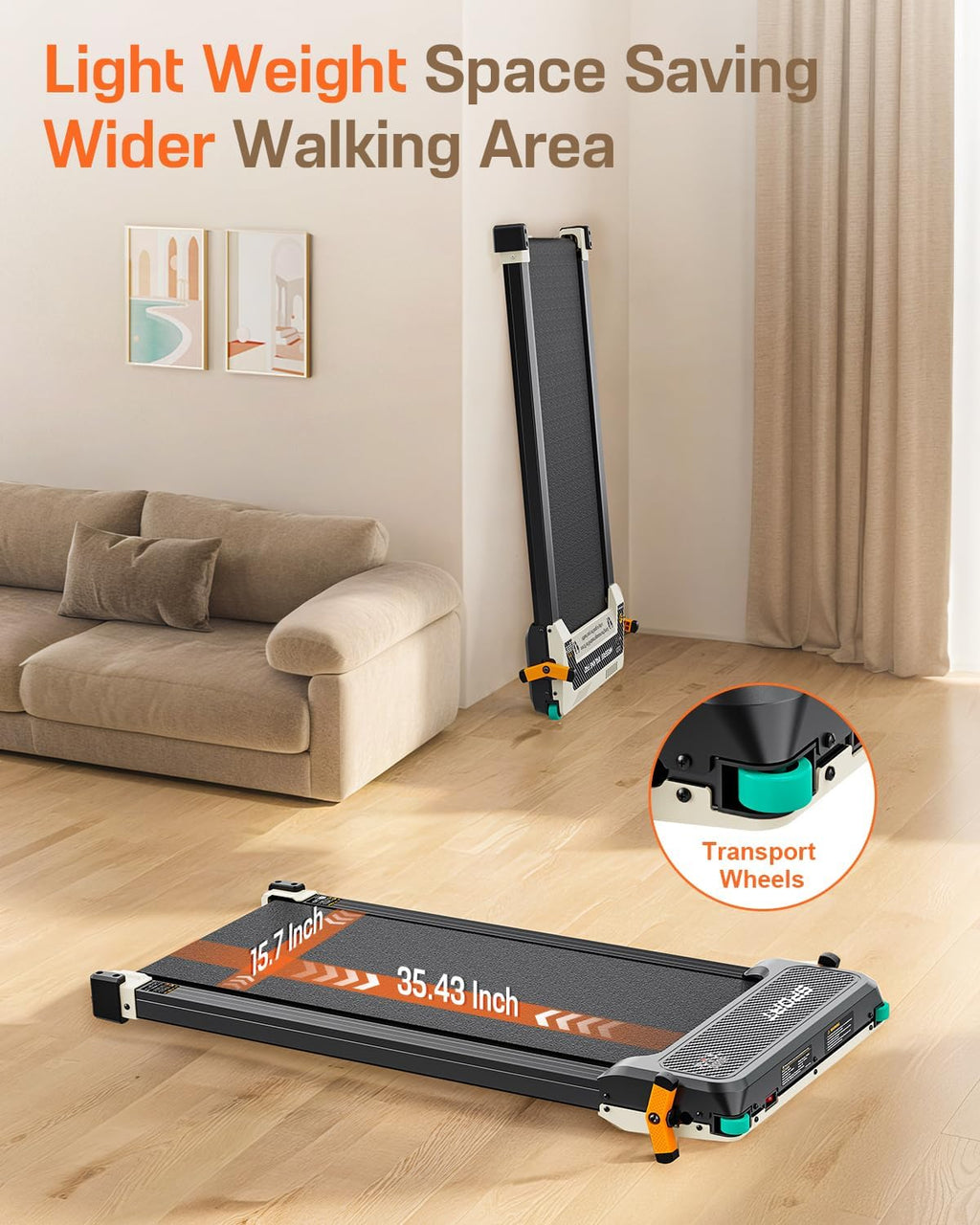 Akluer Inclined Home Treadmill 2.5 HP Small Under-Desk Treadmill Remote Control LED Display wourant