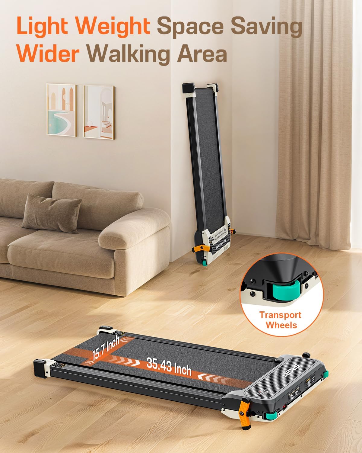 Akluer Inclined Home Treadmill 2.5 HP Small Under-Desk Treadmill Remote Control LED Display wourant