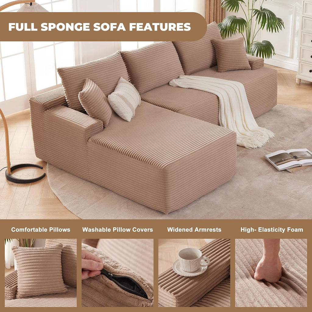 110-inch cloud sofa boneless sofa in the living room modular sofa with deep seats wourant