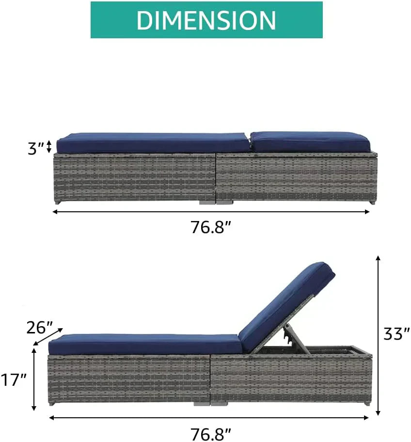 Patiorama Outdoor Patio Lounge Chair Elegant Reclining Adjustable Pool Rattan Chaise Chair wourant