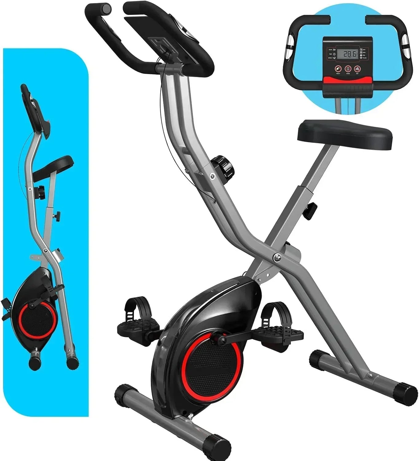 Foldable Exercise Bike Stationary Bikes  5 IN 1 Indoor Workout Cycling Bike Quiet Magnetic Resistance wourant