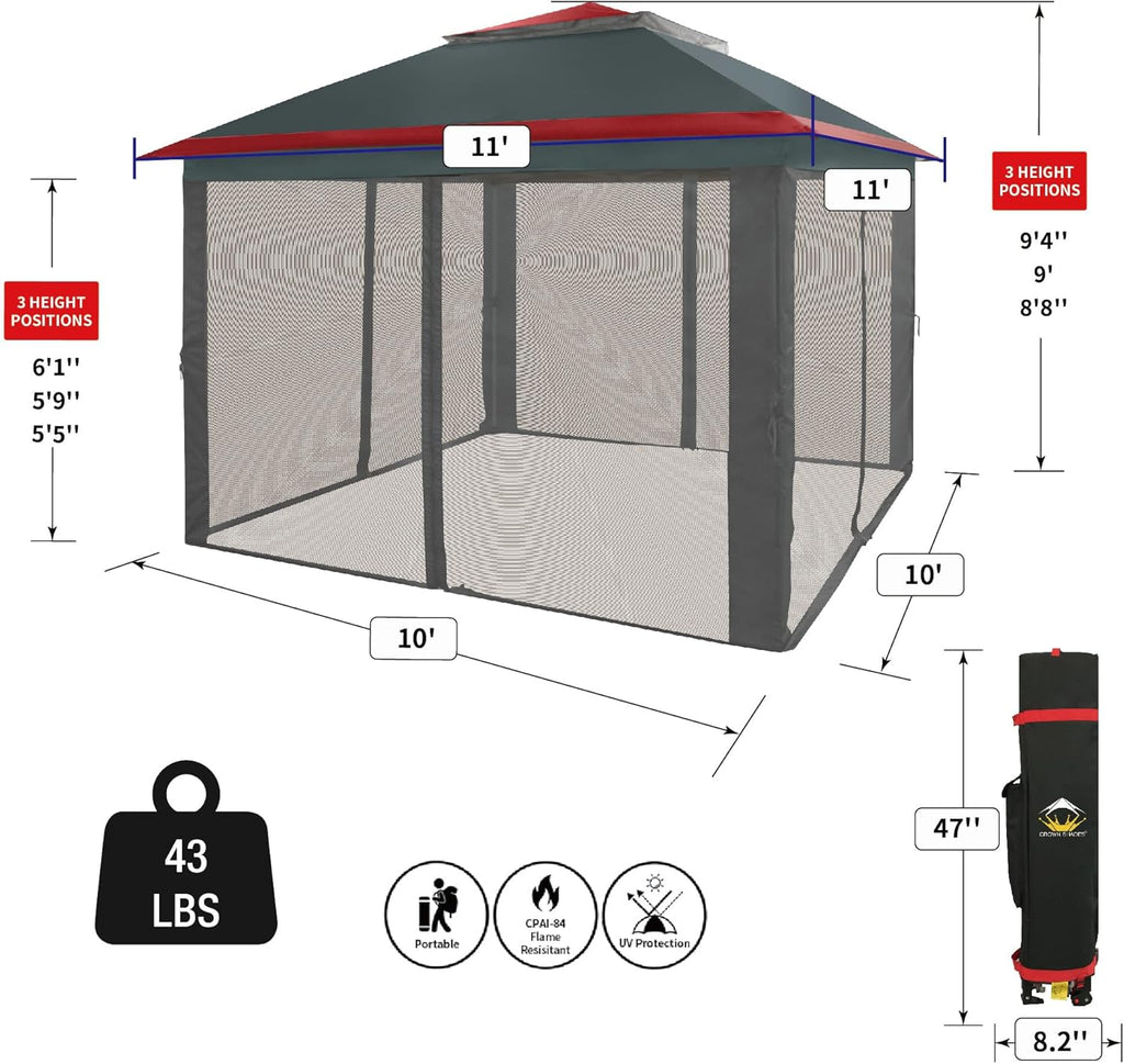 CROWN SHADES 13x13 Pop Up Gazebo Canopy Tent Gazebos on Clearance Outdoor Gazebo wourant