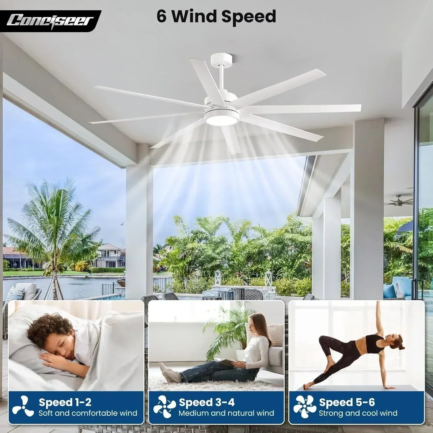 Modern ceiling fan 72 inch bedroom living room library cafe outdoor/industrial wourant