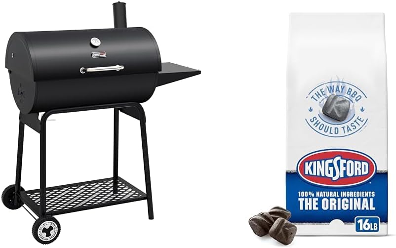 Royal Gourmet CC1830 30 Inch Barrel Charcoal Grill with Side Table Outdoor BBQ Grill  for Backyard wourant