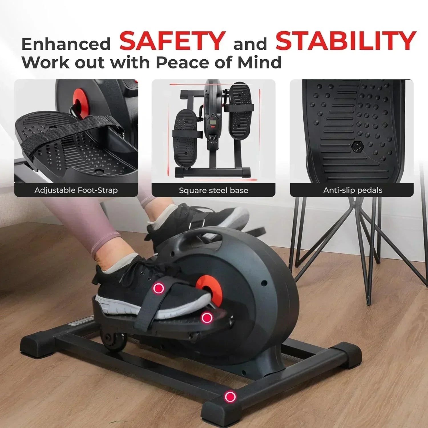 Sunny Health Fitness Smart Mini Elliptical Trainer Indoor Under-Desk Pedal Exerciser wourant