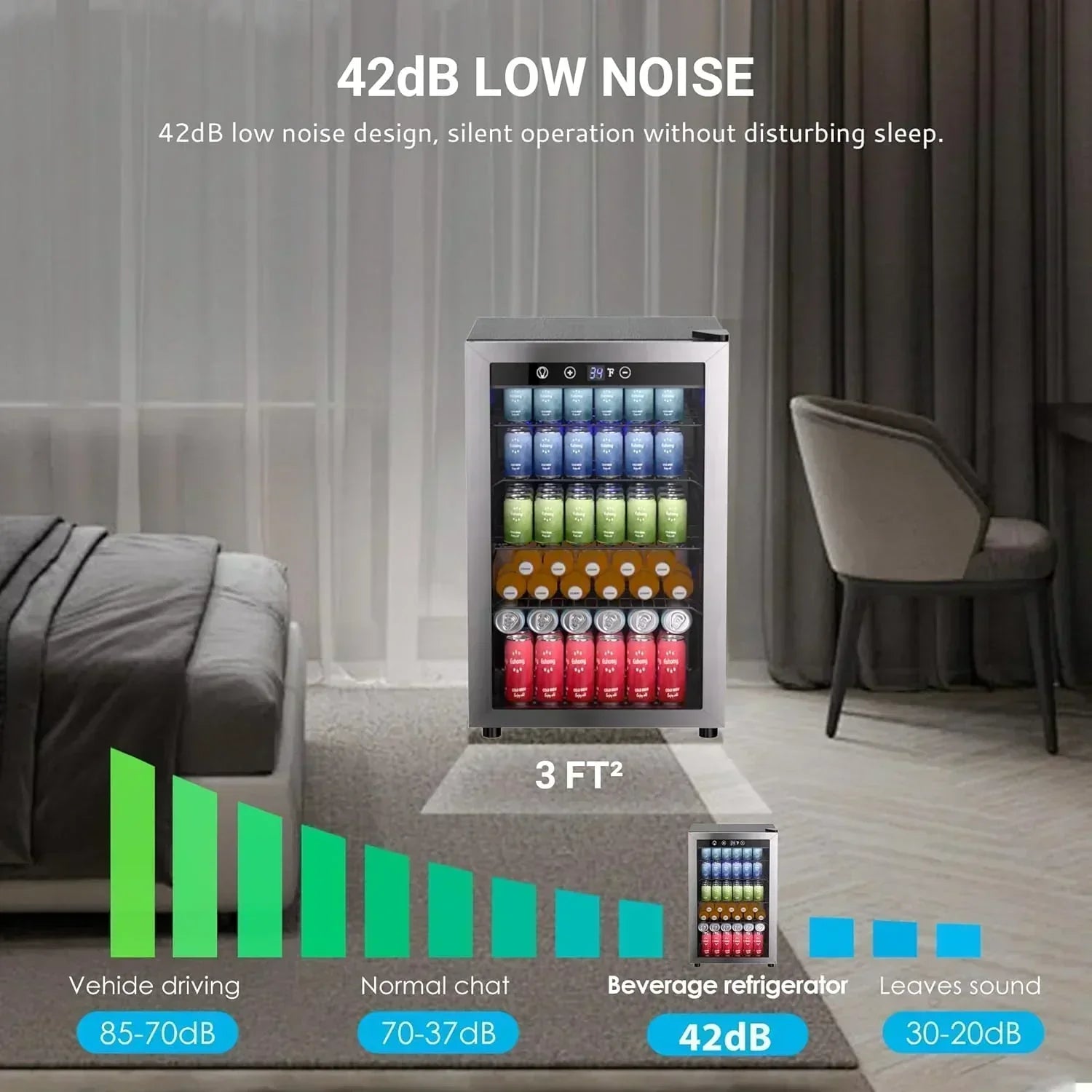 EUHOMY Beverage Refrigerator Cooler 130 Can Mini Fridge with Glass Door Beverage Cooler wourant