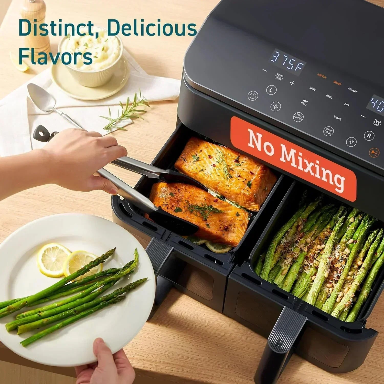 COSORI 9Qt 10-in-1 Dual Air Fryer Fresh Balanced Meals for Family with Double Baskets wourant