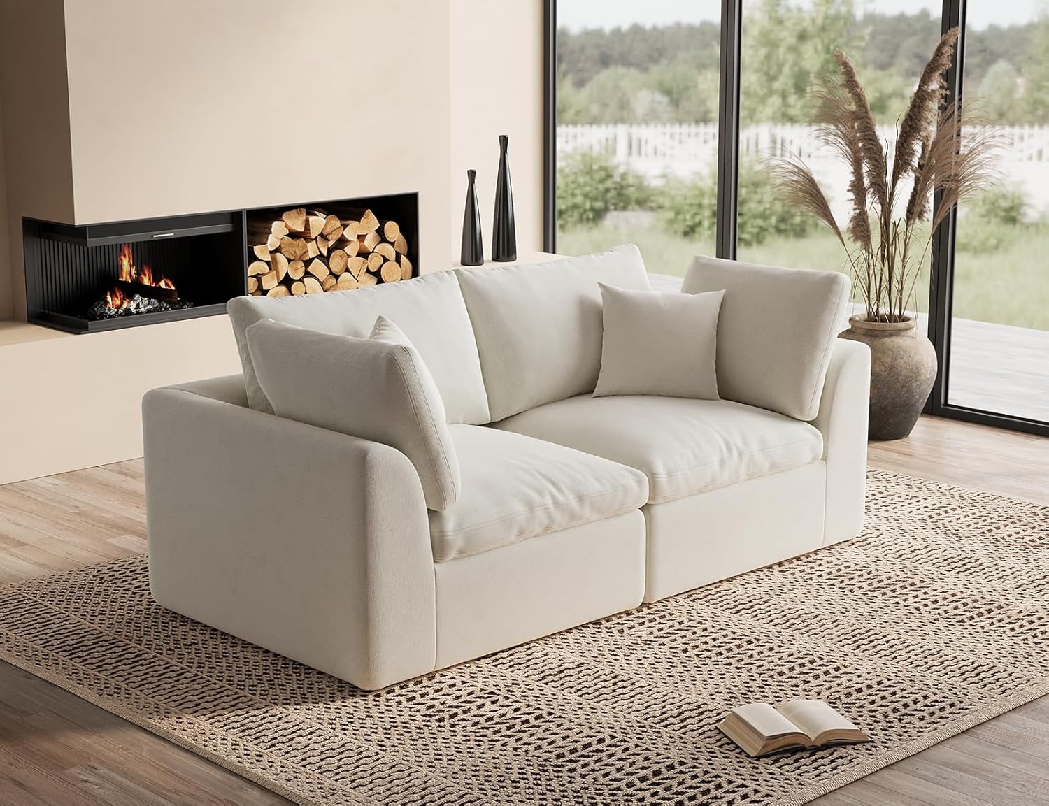 110 inch cloud sectional sofa for living room convertible L-shaped sofa 3 seater sectional sofa wourant