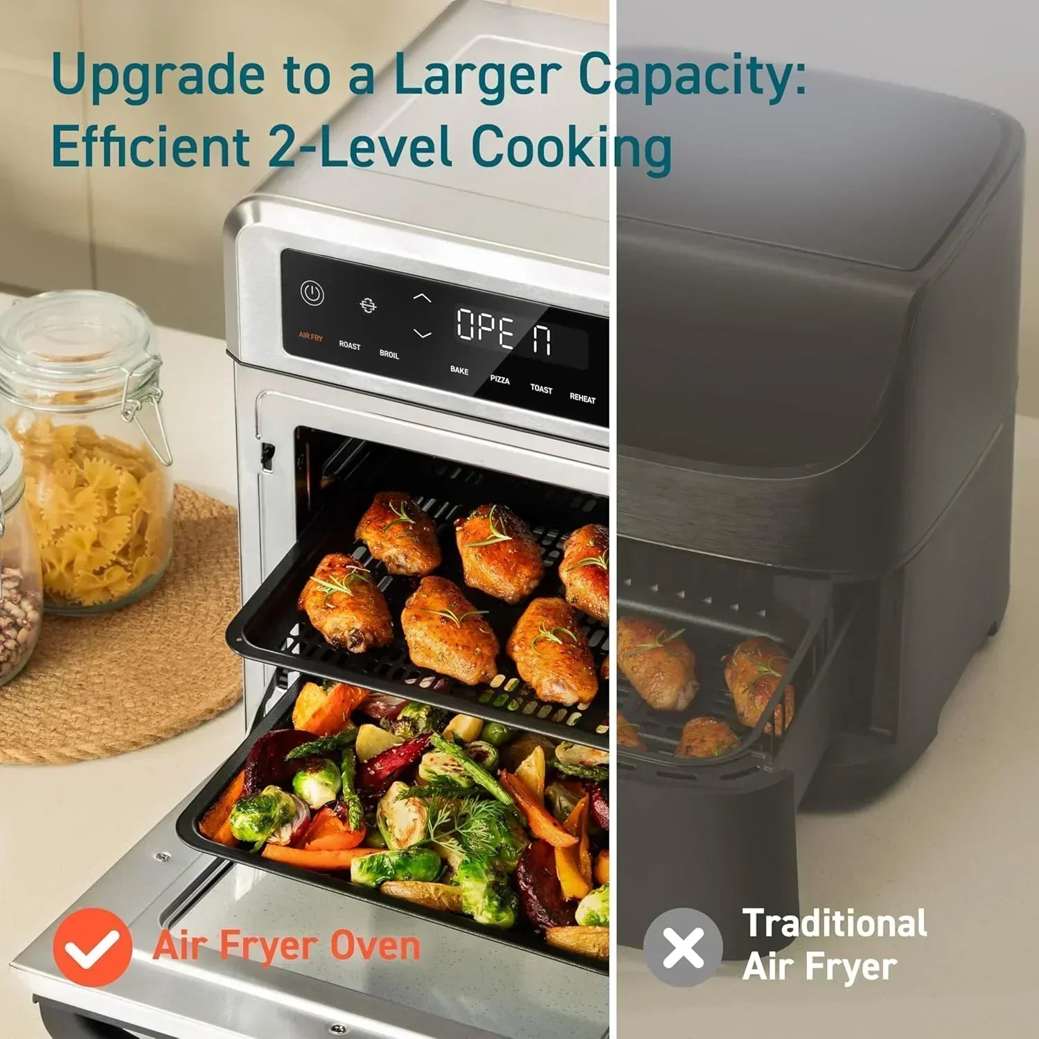 COSORI 11-in-1 air fryer 13-quart capacity combines grilling toasting baking and reheating wourant
