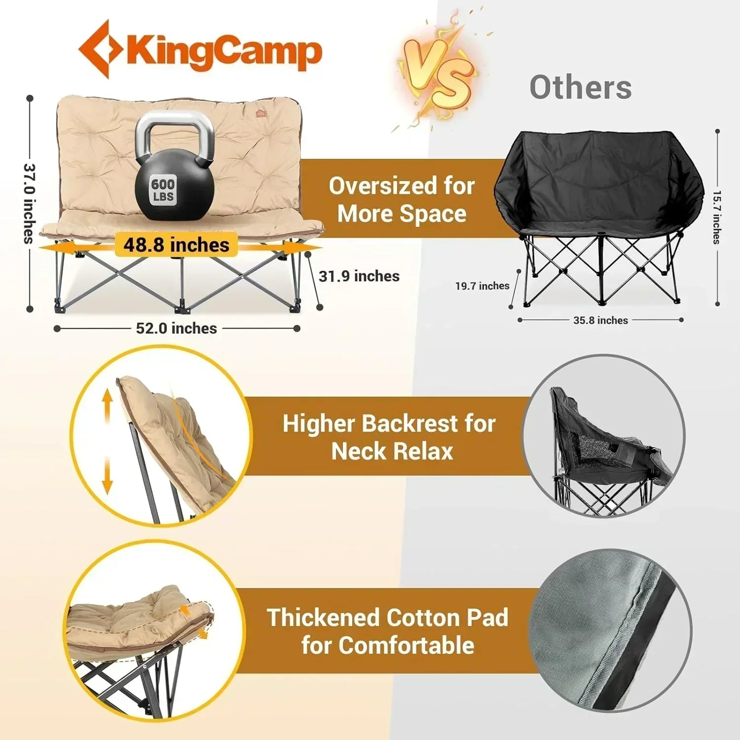Butterfly chair extra large thick comfortable camping chair portable folding chair heavy duty seat wourant