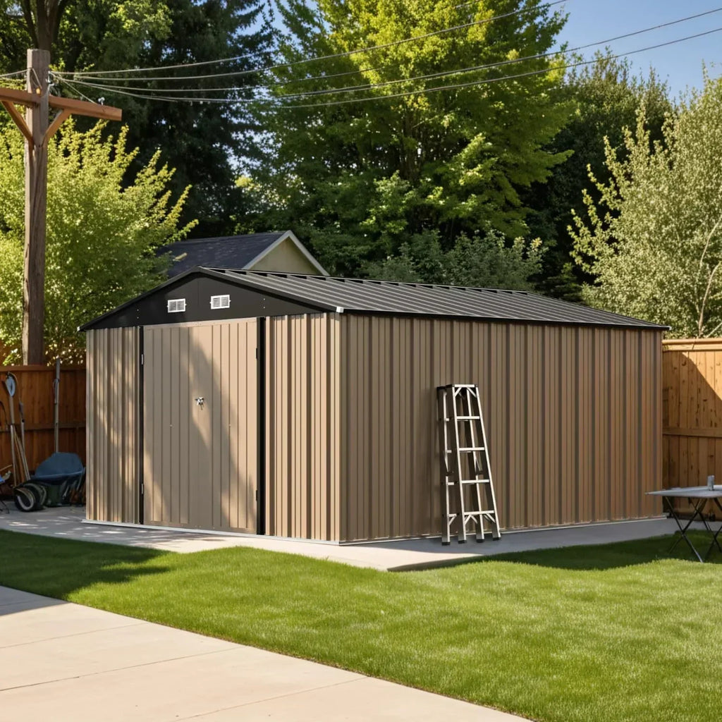 Patiowell 5x3 FT Outdoor Storage Shed Tool Shed with Sloping Roof and Lockable Door Metal Shed wourant