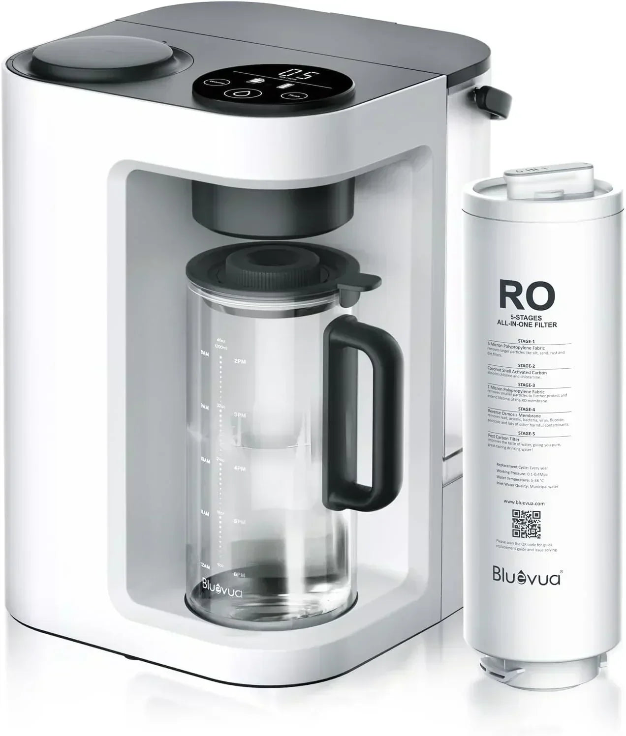 Bluevua RO100ROPOT-Lite(UV) reverse osmosis system countertop water purifier 7-stage purification wourant
