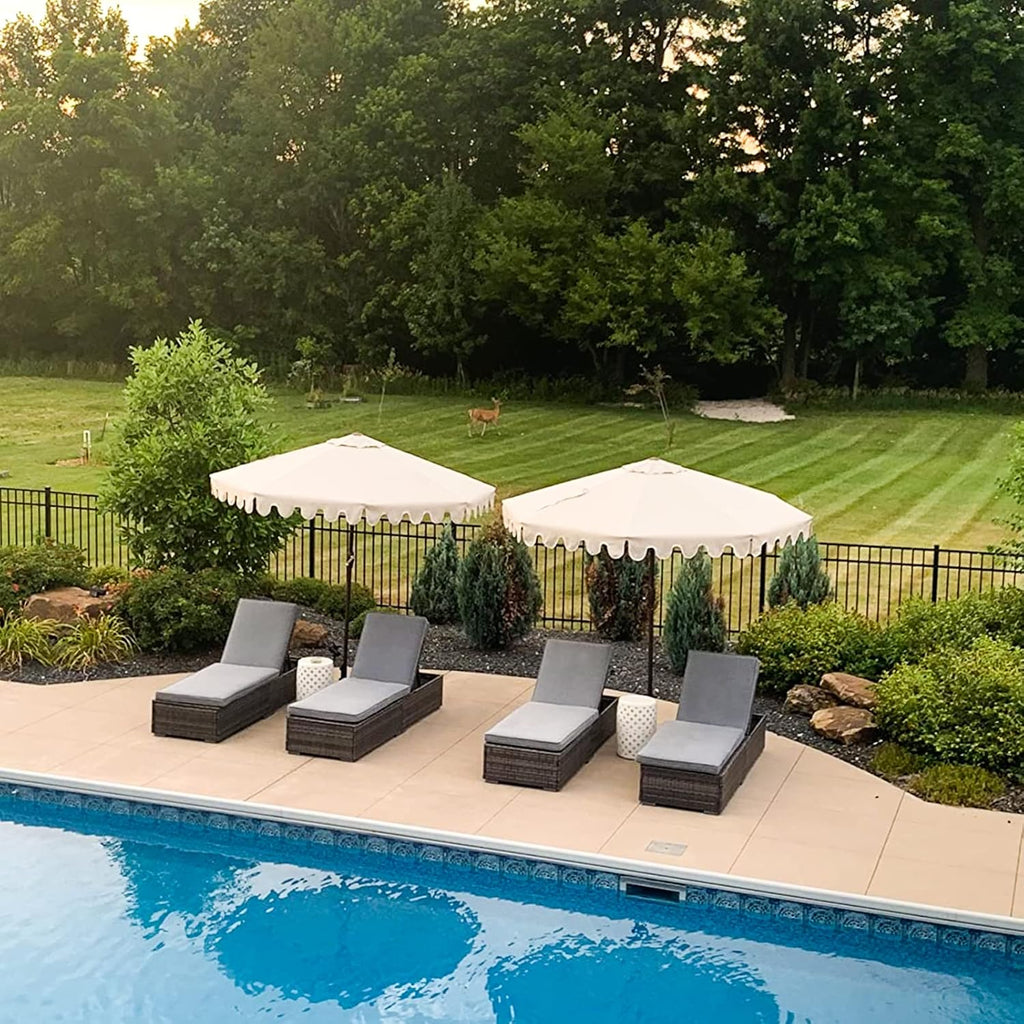 Patiorama Outdoor Patio Lounge Chair Elegant Reclining Adjustable Pool Rattan Chaise Chair wourant