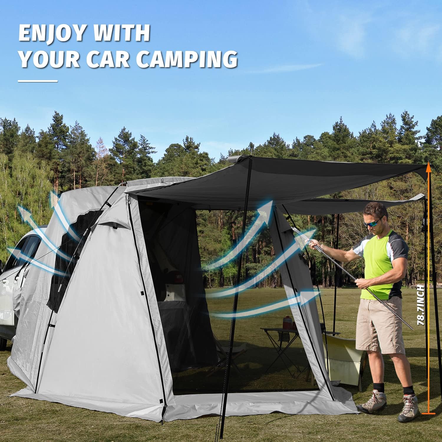 KAMPKEEPER SUV Car Tent Tailgate Shade Awning Tent for Camping Vehicle Camping Tents wourant