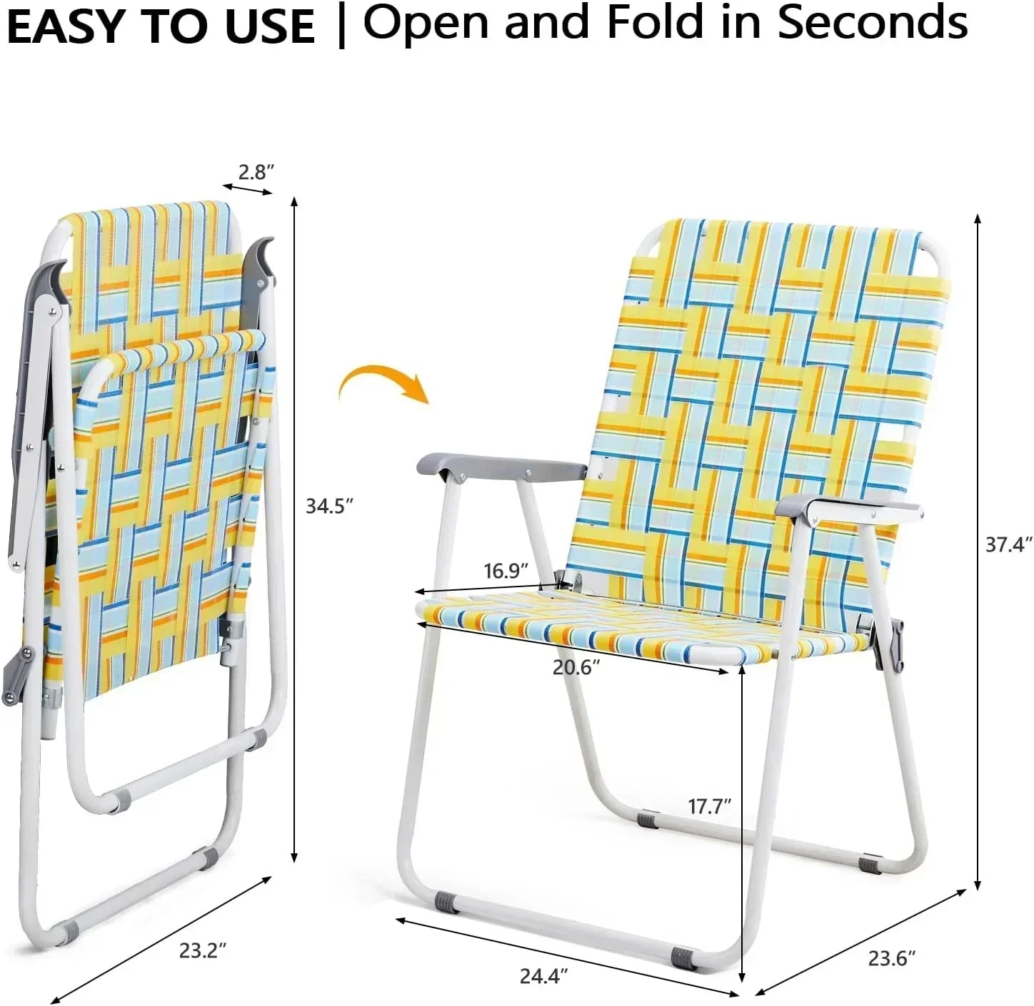 VINGLI Patio Lawn Webbed Folding Chairs Set of 2 Outdoor Beach Portable Lawn Chair wourant