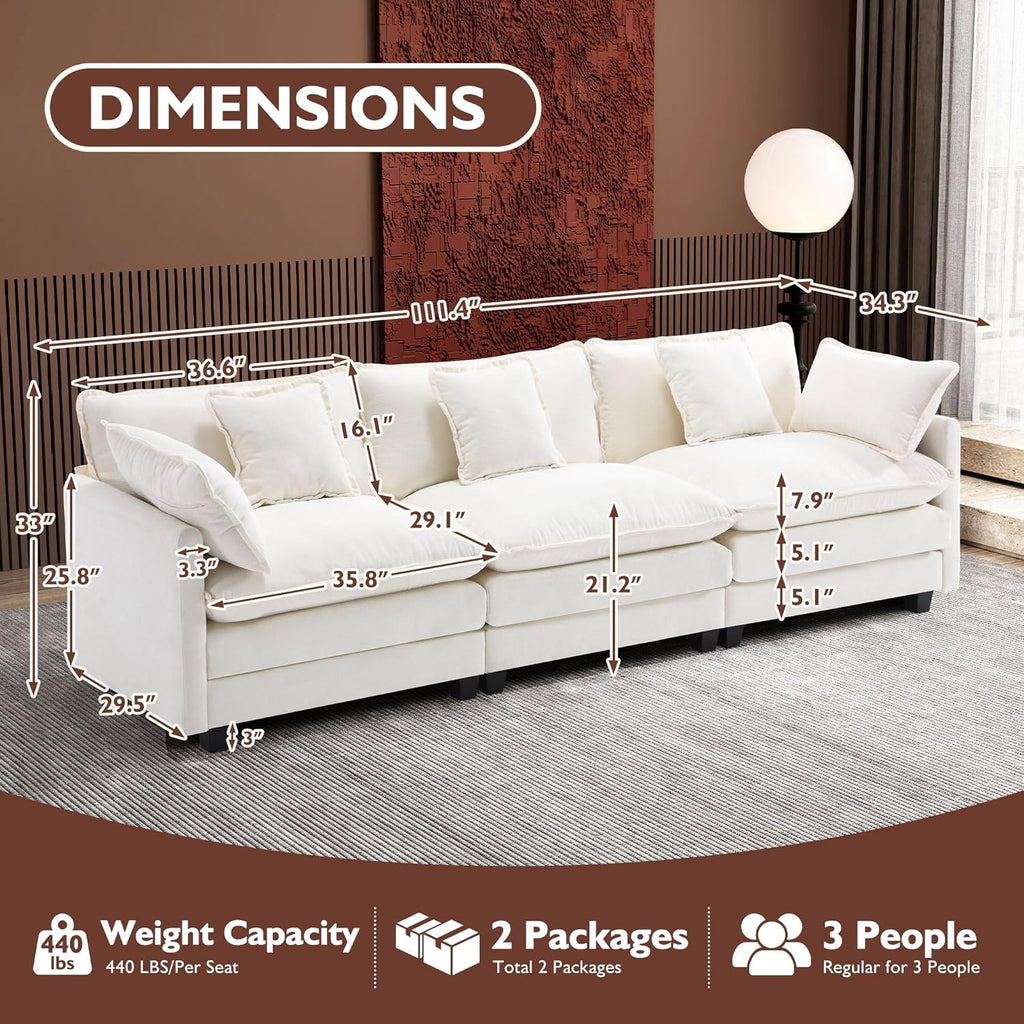 ihanherry 146-inch U-shaped modern sofa modular area cloud sofa wourant