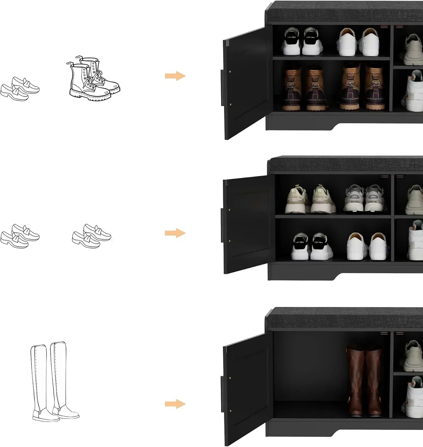 2-Tier Storage Bench Shoe Bench with Thickened Padded Seat Cushion Entryway Bench wourant