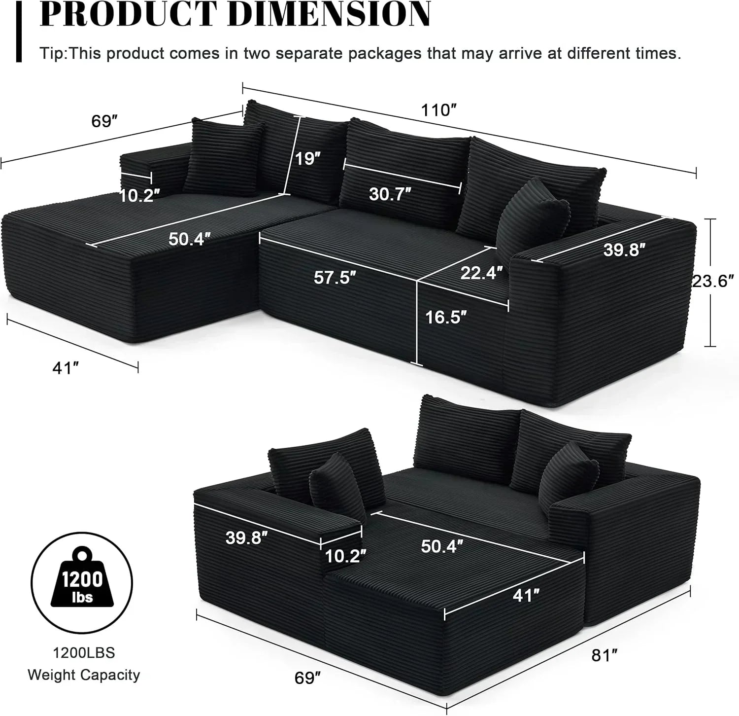 110-inch cloud sofa boneless sofa in the living room modular sofa with deep seats wourant
