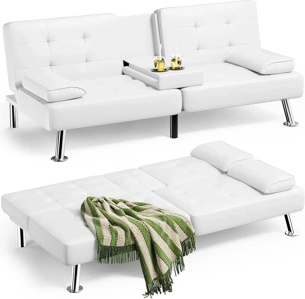 Homall Futon Sofa Bed Leather Futon Couch with Armrests Adjustable Recliner Sleeper Sofa Bed wourant