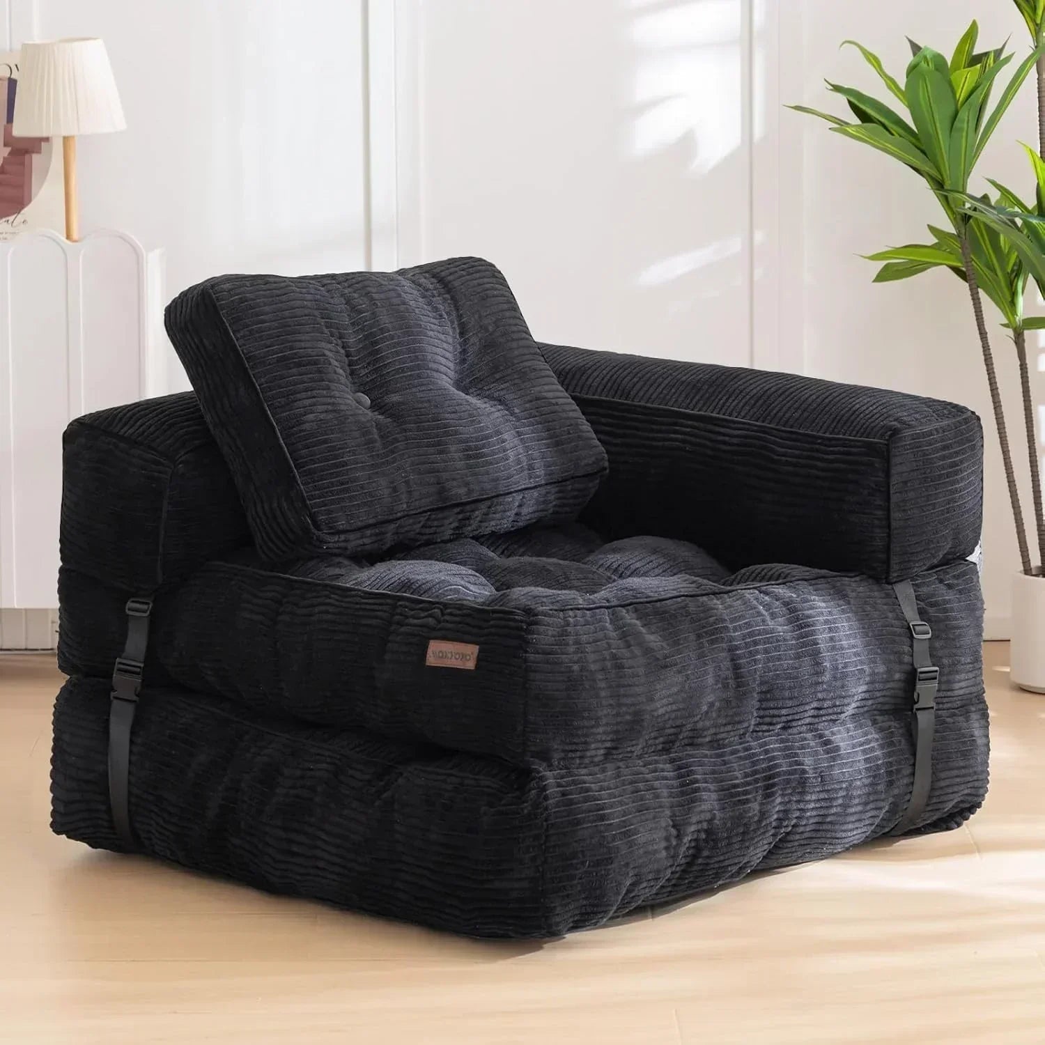 Folding Sofa Bed L-Shaped Convertible Sofa Bed with Armrests and Pillows wourant