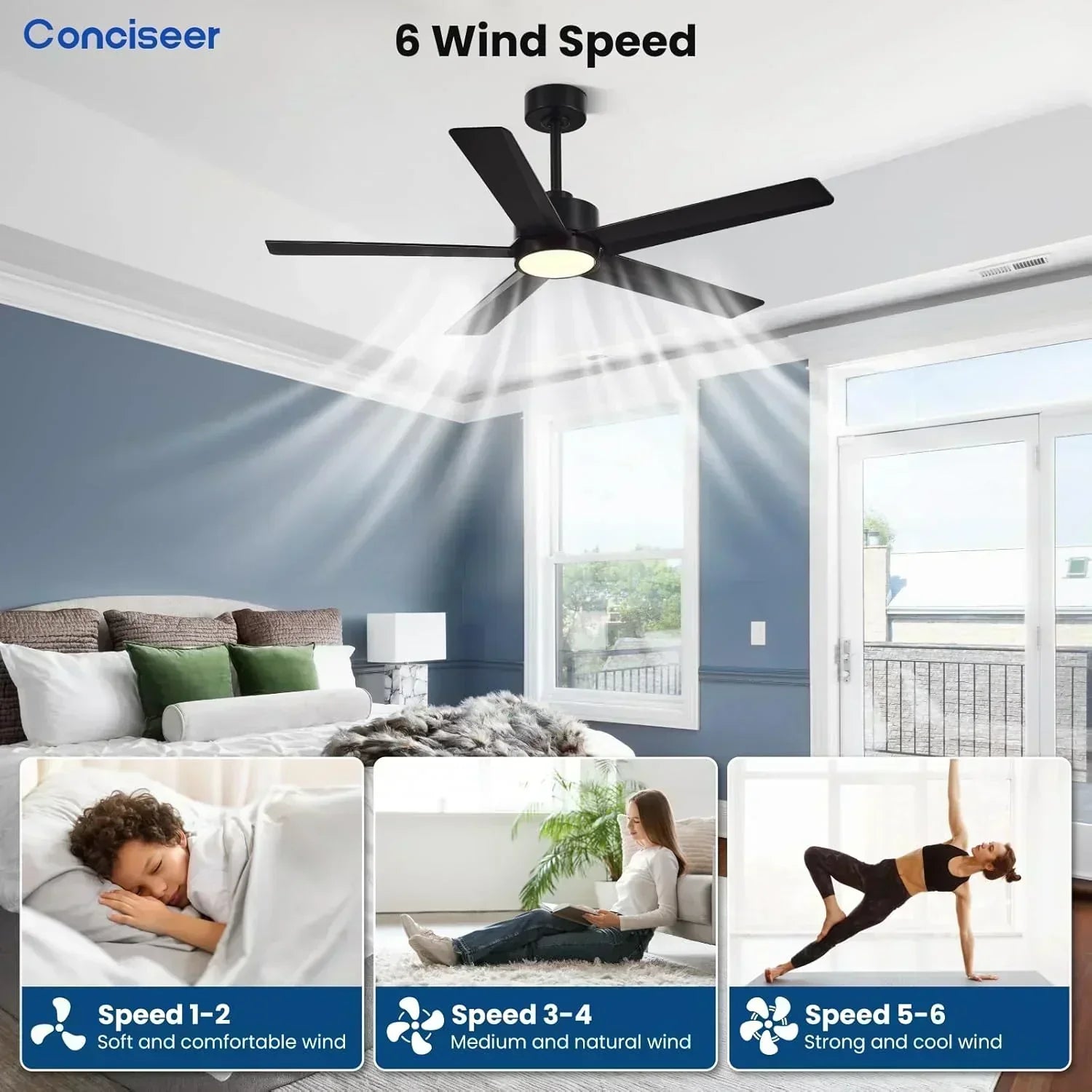 Modern ceiling fan 72 inch bedroom living room library cafe outdoor/industrial wourant