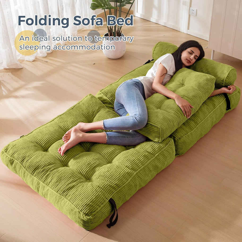 MAXYOYO Folding Sofa Bed Convertible Sleeper Chair with Pillow Foldable Mattress with Back Support wourant