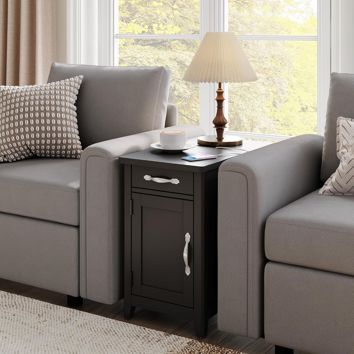 Farmhouse End Table Narrow Side Table Small Nightstand wourant