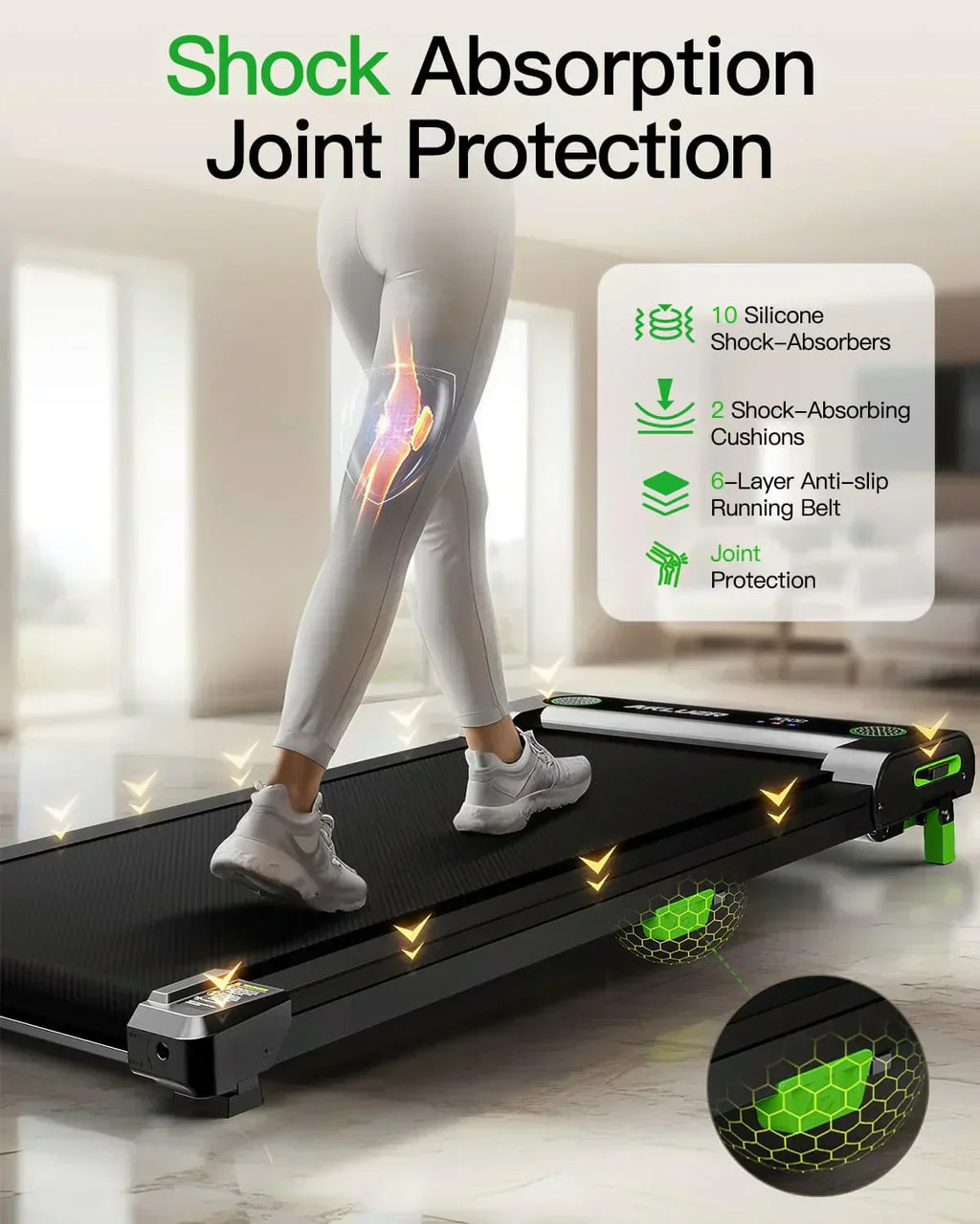 Akluer Inclined Home Treadmill 2.5 HP Small Under-Desk Treadmill Remote Control LED Display wourant