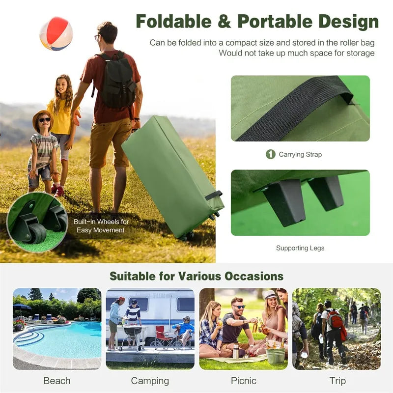 5-in-1 Tent Cot 2-Person Portable Outdoor Camping Tent Combo with Air Mattress Sleeping Bag & Sunshade wourant