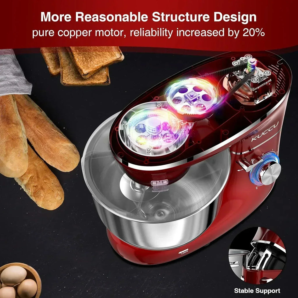 Stand Mixer 6.5 Qt 660W 6-Speed Tilt-Head Food Dough Mixer Kitchen Electric Mixer Stainless Steel wourant