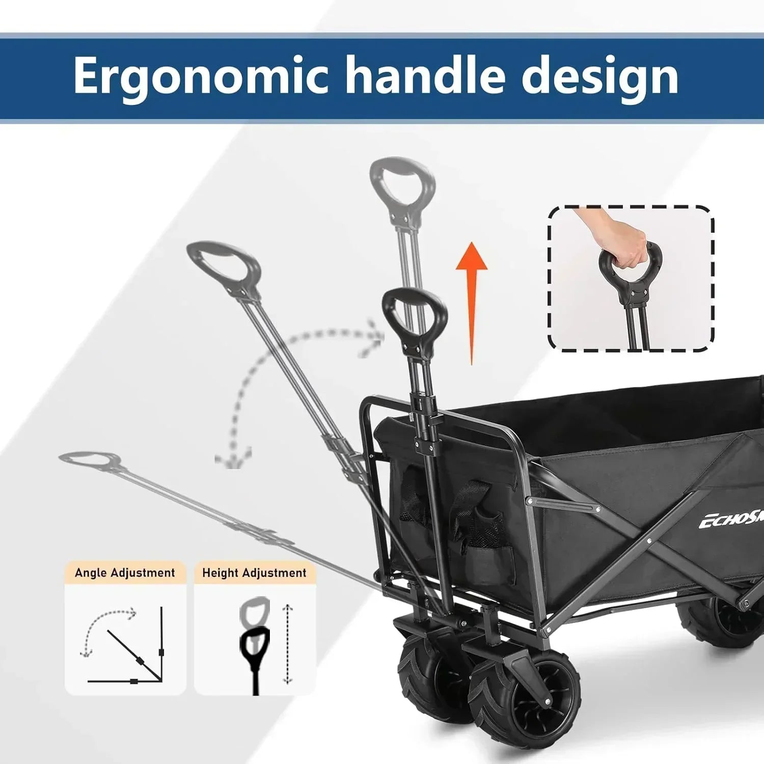 Heavy Duty 350 lb Capacity Foldable Caravan Outdoor Folding Camping Caravan Portable Grocery Cart wourant