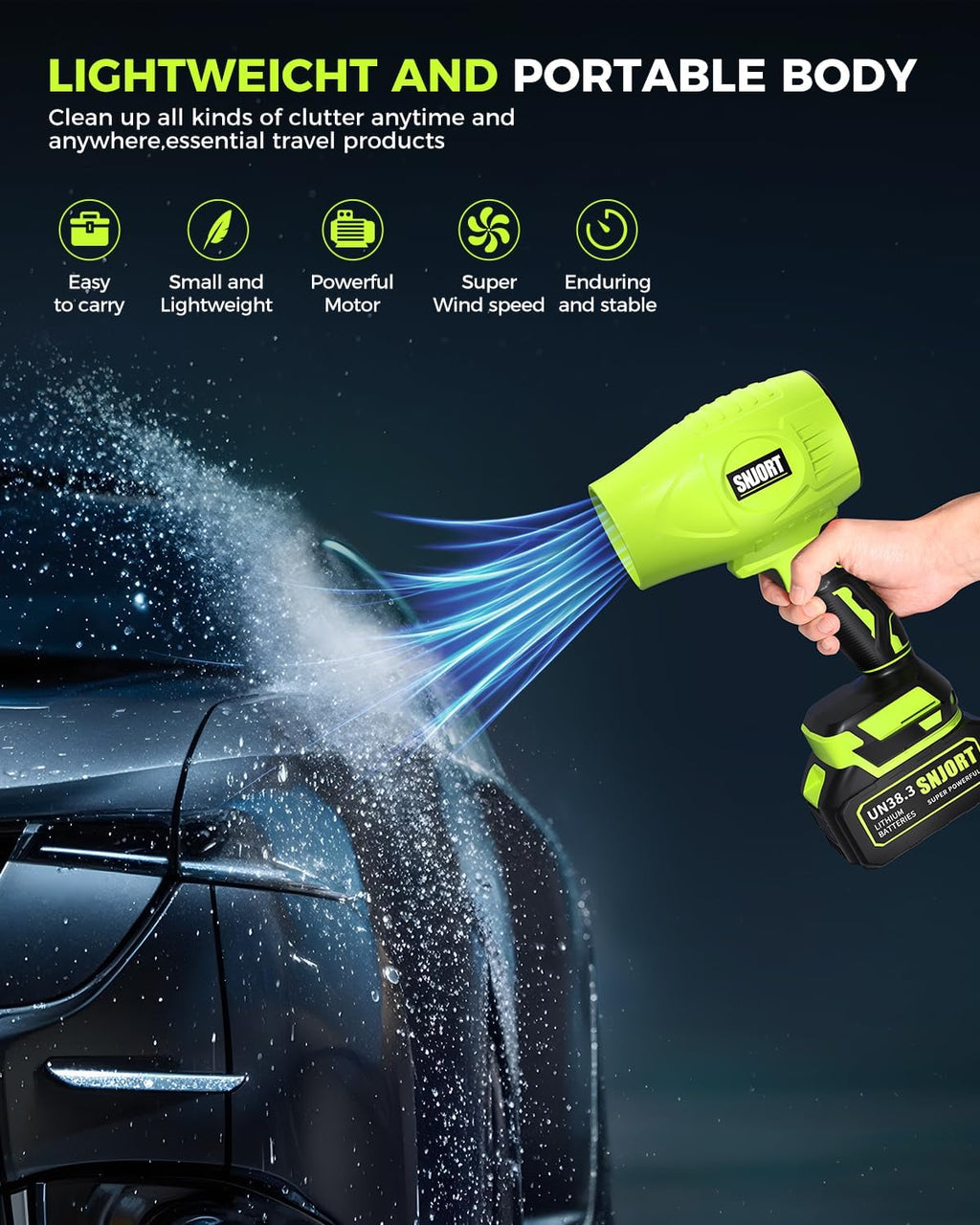 Leaf Blower Cordless with Battery and Charger Extended Nozzle Lightweight Handheld Design wourant
