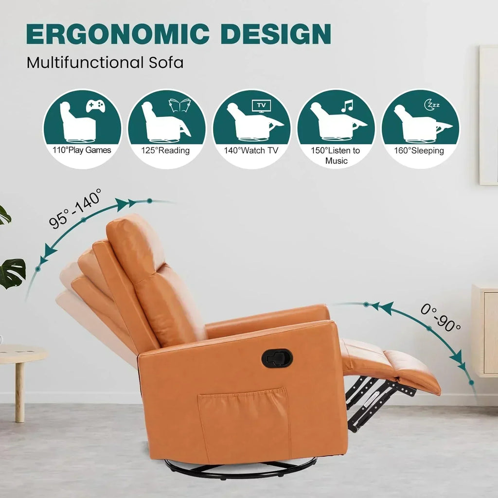 Swivel high-back rocking chair with footrest padded glider baby chair with comfortable deep seat wourant