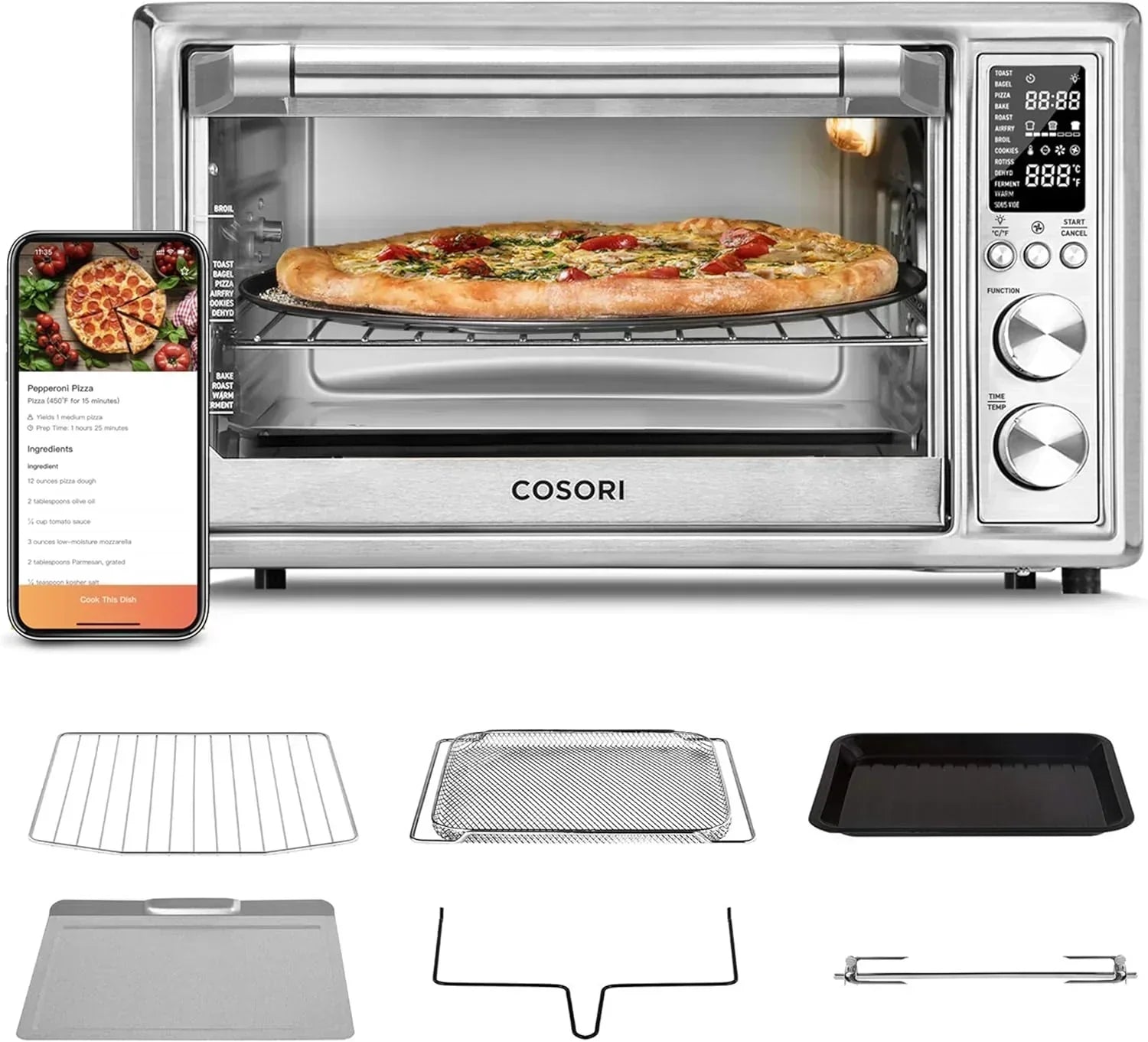 Air Fryer Toaster Oven Combo 13-in-1 32Qt APP Voice Control Convection Oven Countertop wourant