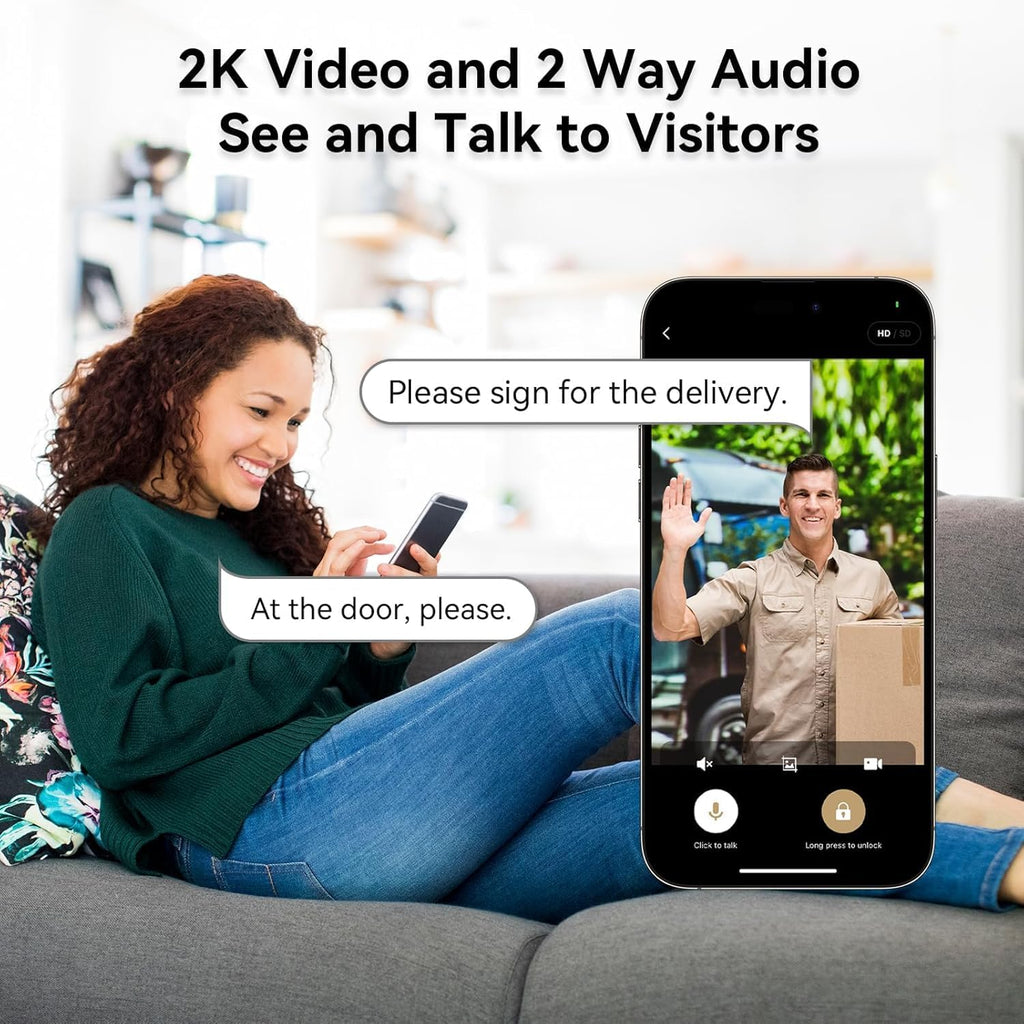 Video Smart Lock with Doorbell Keyless Entry Door Lock Built-in WiFi Camera Front Door wourant