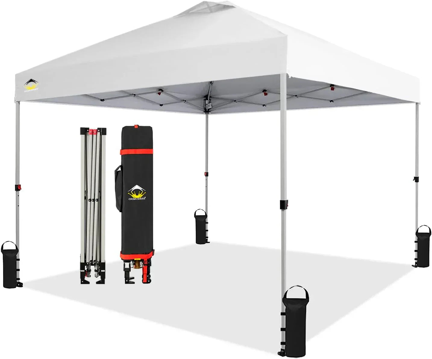 10x10 Pop-Up Awning One-Click Installation Beach Tent Outdoor Sunshade Silver Coated Top wourant