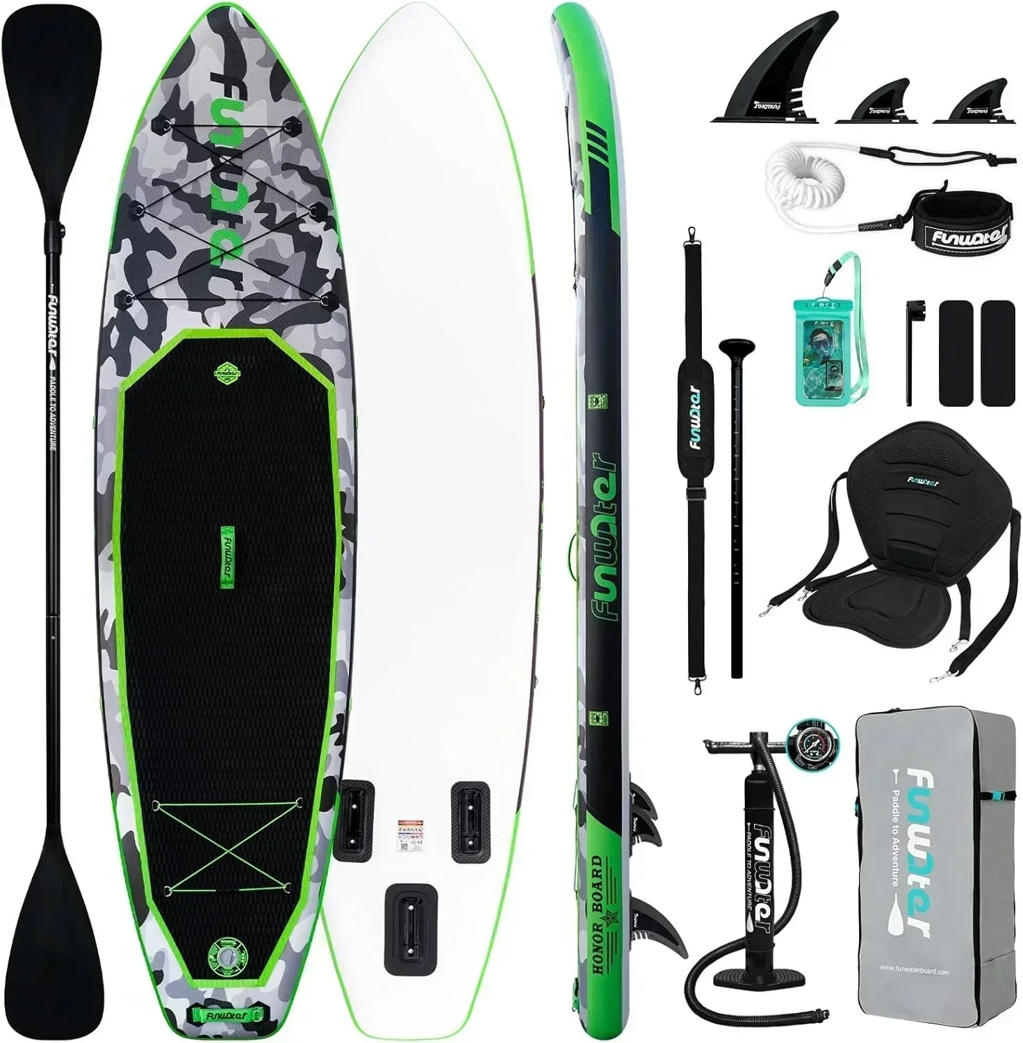 FunWater Inflatable Stand Up Paddle Board Premium SUP Paddle Accessories EVA Deck wourant