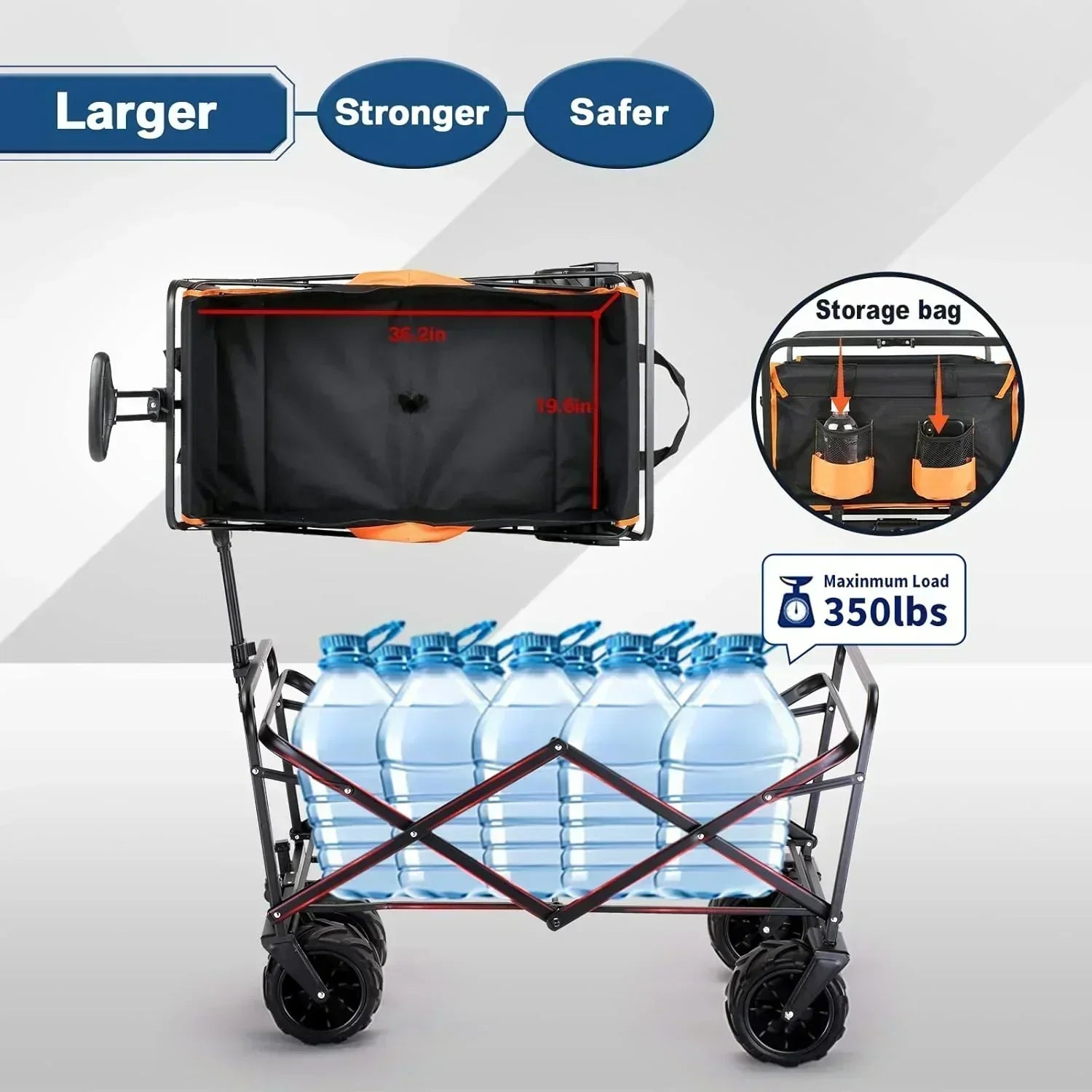 Heavy Duty 350 lb Capacity Foldable Caravan Outdoor Folding Camping Caravan Portable Grocery Cart wourant